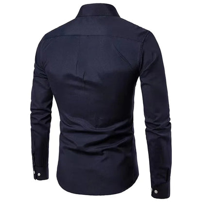 Men Shirts Long Sleeve T Shirts Blouses Single Breasted Turn Down Collar Casual Shirts Spliced Solid Loose Button Spring
