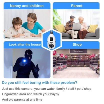 WiFi IP Camera E27 Bulb Cam 8MP Wireless Baby Monitor AI Tracking Security Video Surveillance Pet Cameras 5MP SmartLife Indoor
