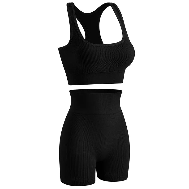 Dam Underkläderset – Sömlös BH & Trosor Crop Top Sport Yoga Fitness, 8 Färger M–XXL