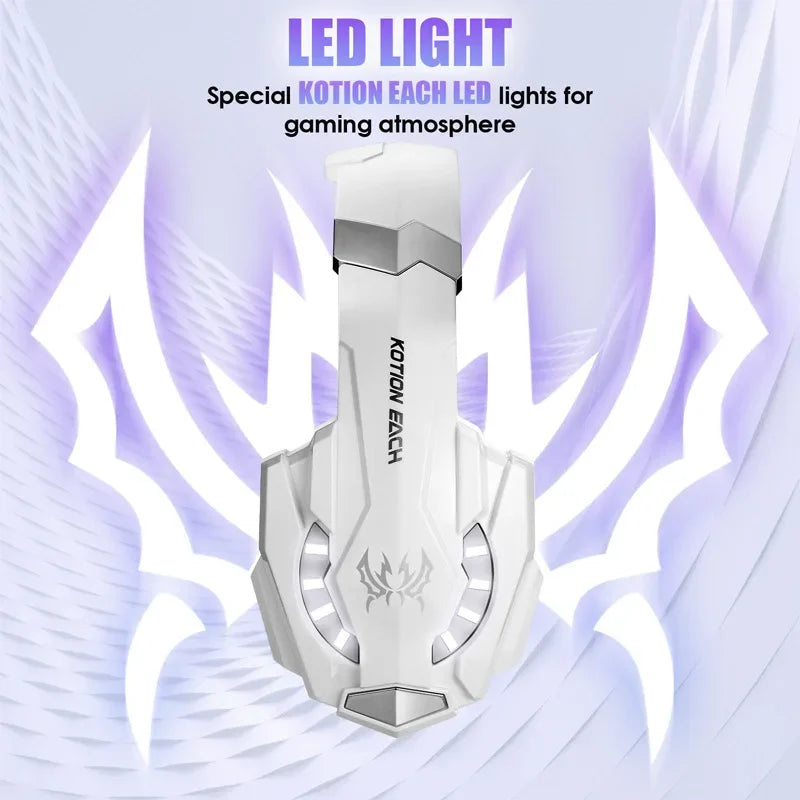 XIKCУ G9000 Gaming Headset Over-Ear – 3,5mm + USB LED-belysning Mikrofon Djupt Bas Stereo PS5 PS4 Xbox PC Laptop Röd Blå Vit