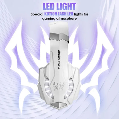 XIKCУ G9000 Gaming Headset Over-Ear – 3,5mm + USB LED-belysning Mikrofon Djupt Bas Stereo PS5 PS4 Xbox PC Laptop Röd Blå Vit
