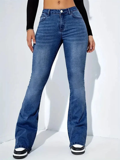 Hot Sale Women Stretch Thin Flared Jeans Lady Fashion High Waist Denim Pants Girls Korean Ins Fashion Straight Leg Trousers