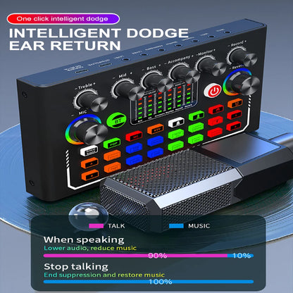 Podcast Equipment Bundle with BM800 Studio Microphone, Live Sound Card with DJ Mixer Effects, Suitable for Live Game, Streaming
