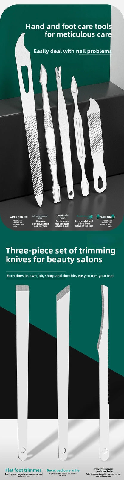Stainless steel nail clipper set of 19 pieces, diagonal nail clippers, pedicures, ear picks, spoons, nail art set