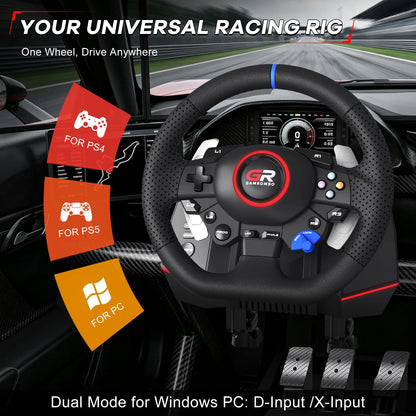 Racing Wheel Simulator For PS5/PS4/PC RGB Gaming Steering Wheel 270°&900° Volante Adjustment Macro Hall 3-Pedal Gear Lever Set