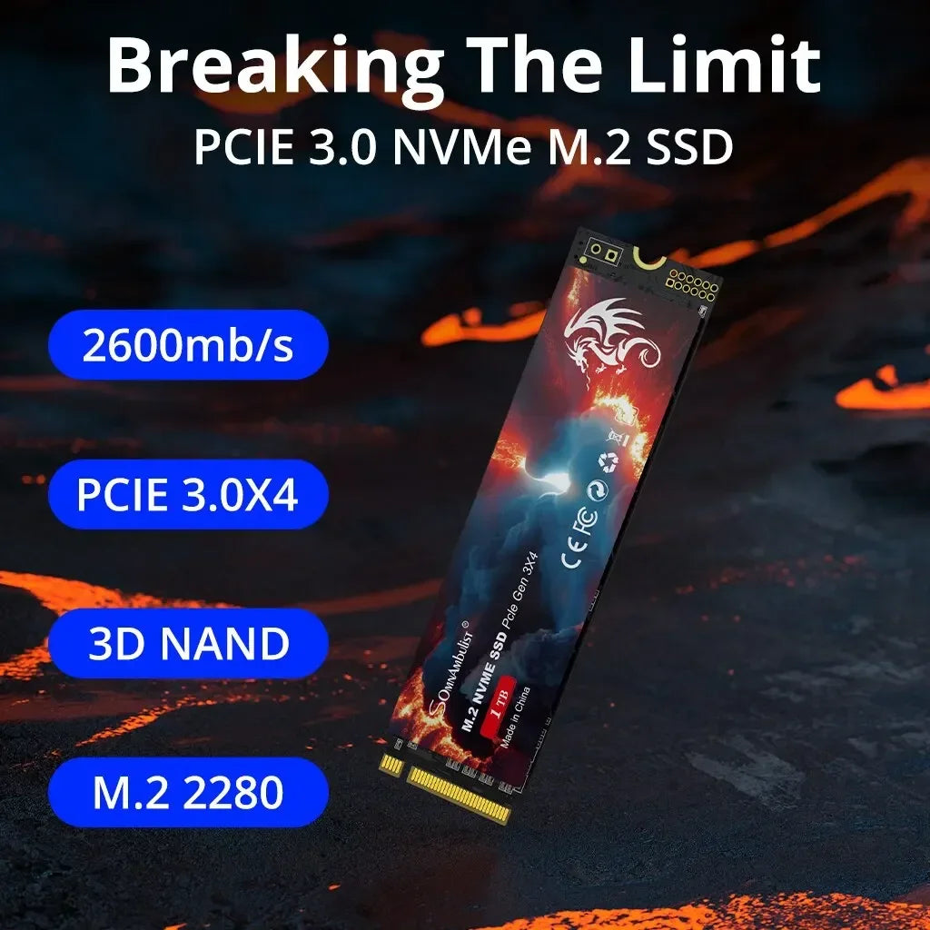 SomnAmbulist M.2 NVMe SSD PCIe 3.0 Gen3 x4 High‑Speed Internal Solid State Drive For Laptop Desktop PC Storage Upgrade