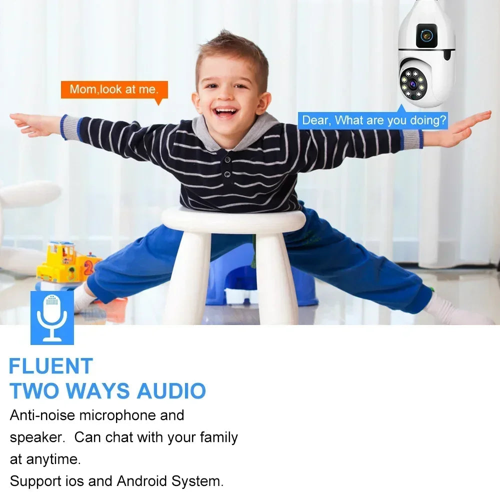 8MP WiFi IP Camera E27 Bulb Cam Wireless Baby Monitor Pet Cameras 5MP SmartLife Indoor AI Tracking Security Video Surveillance