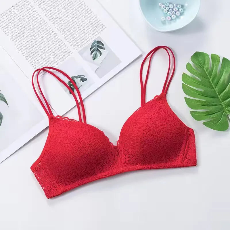 Women Seamless Bras Sexy Lace Wireless Bralette Solid Color Female Underwear Girl Push Up Lingerie Brassiere A B Cup Tube Top