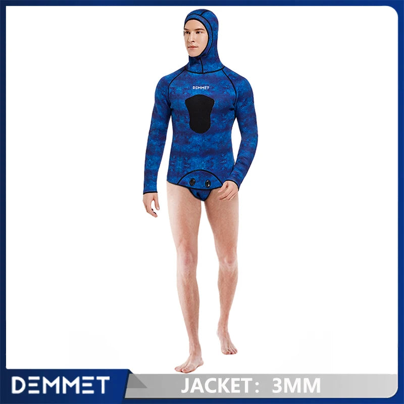 HOT 3mm Camouflage Wetsuit Long Sleeve Fission Neoprene Submersible Diving for Men Keep Warm Tops and Pants 2-pieces Sun Protect