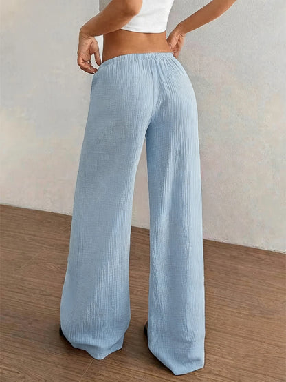 Dam Vida Byxor Hög Midja – Elegant Casual Enfargad Snördetalj Fickor Vår/Höst, 4 Färger S–XXL