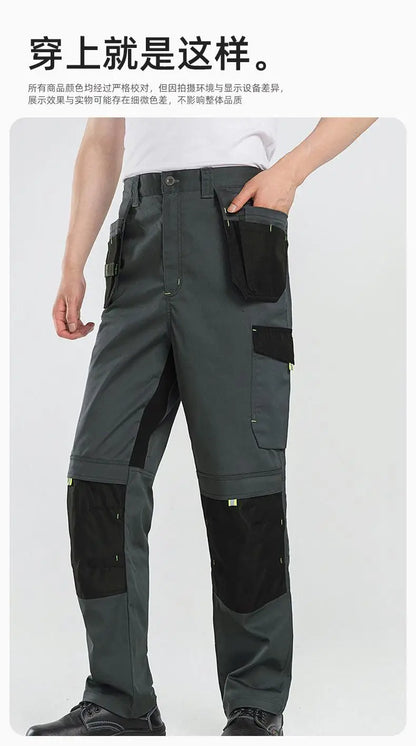 Spring And Autumn Elastic Work Pants Repair Workshop Wear Resistant Reinforced Multi Pocket Welding Pants