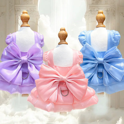 Cat Wedding Dress Lace Bowknot Fluffy Skirt for Party Pet Clothes Fancy Costume for Kittens Bridal Gown Furbaby Home Daily Outfi