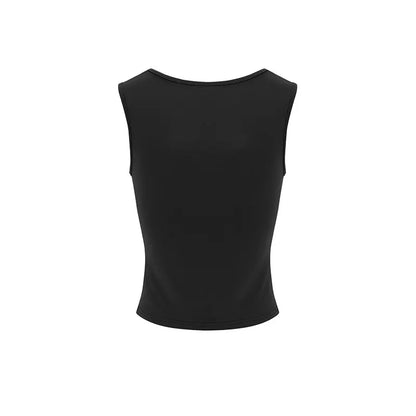 Dam Linne Fyrkantig Hals Dubbellager – Y2K Tight Sexy Goth Sommar 2026, 8 Färger S–XL