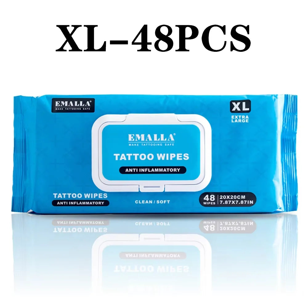 EMALLA Tattoo Aftercare Wipes Tattoo Cleansing Green Soap Cleaning Wipes for Tattoo PMU Clean Aftercare Skin Wipes Supplies