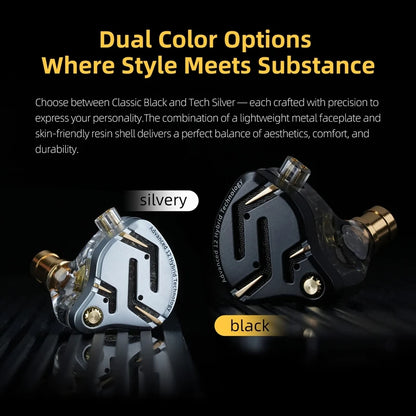 KZ ZS12 Pro 2 in-ear-hörlurar med hybridteknik och löstagbar kabel