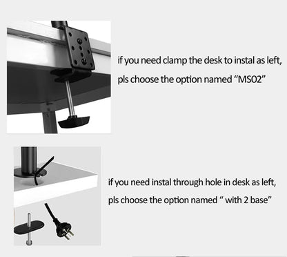 DL-MS02 Desktop Stand Full Motion 360 Degree Steel Dual Monitor Holder 10'-27' Clamp Base Monitor Mount Arm Loading 9.9kgs