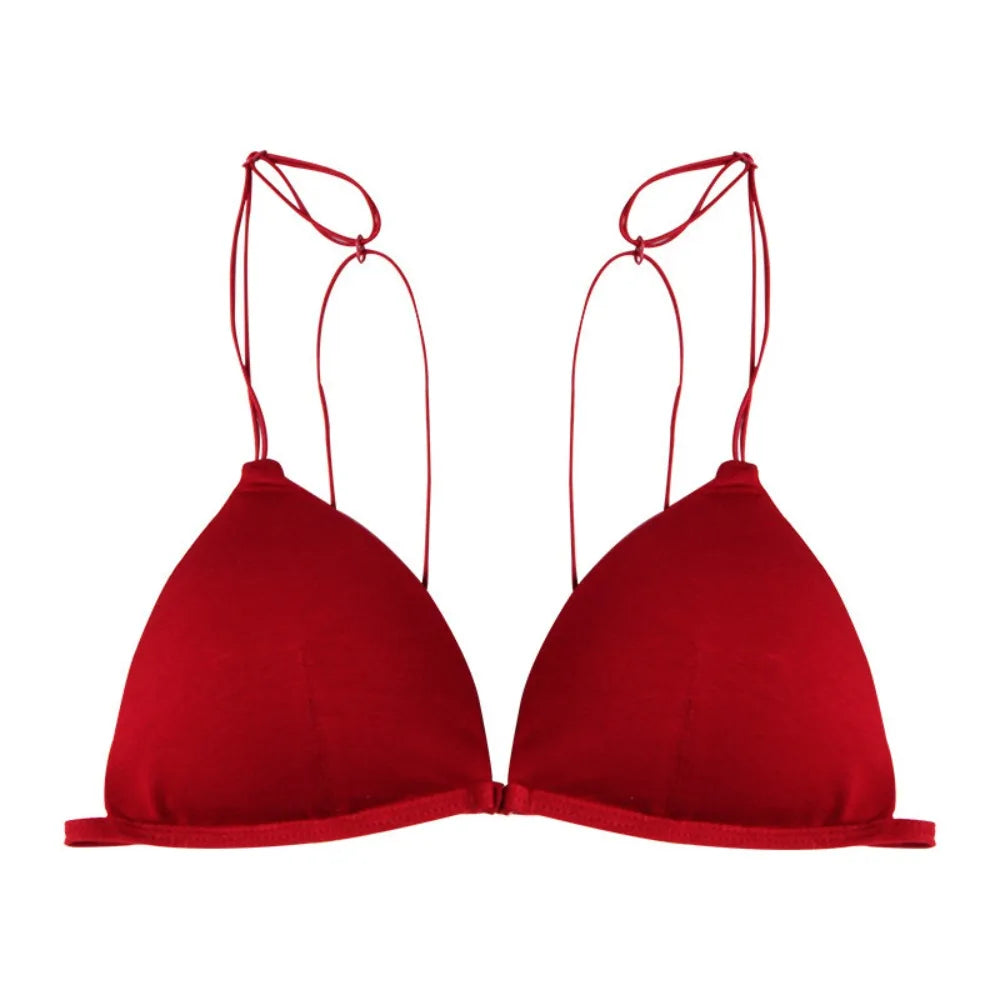 Fachion Triangle Bras for Women Beauty Back Push-up French Style Bra Thin Strape Solid Color Wireless Bra Girls