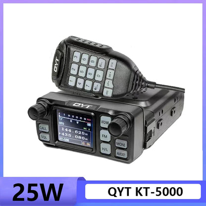 QYT KT-5000 Mini Color Screen Detachable Front Panel Scrambler 25W 10KM VHF UHF Dual Band VOX Mini Color FM Mobile Walkie Talkie