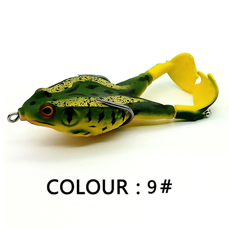 1pc Surface Frog Lure Top Water Bass Fishing Lures Soft Frog Double Propellers Legs Freshwater Rotating Tail Floating Swing Bait