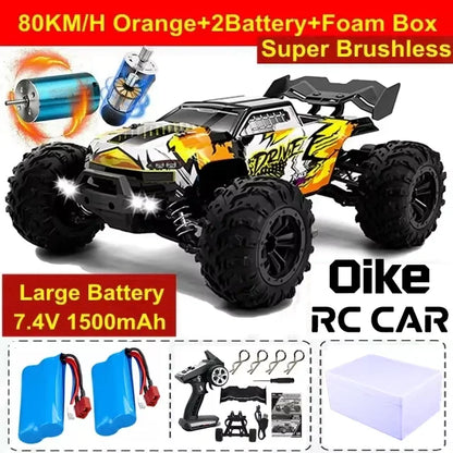 Oike RC Drift Car With LED Light 50KM/H / 80KM/H Brushless 4WD Remote Control Electric High Speed Racing Monster Truck for Adult