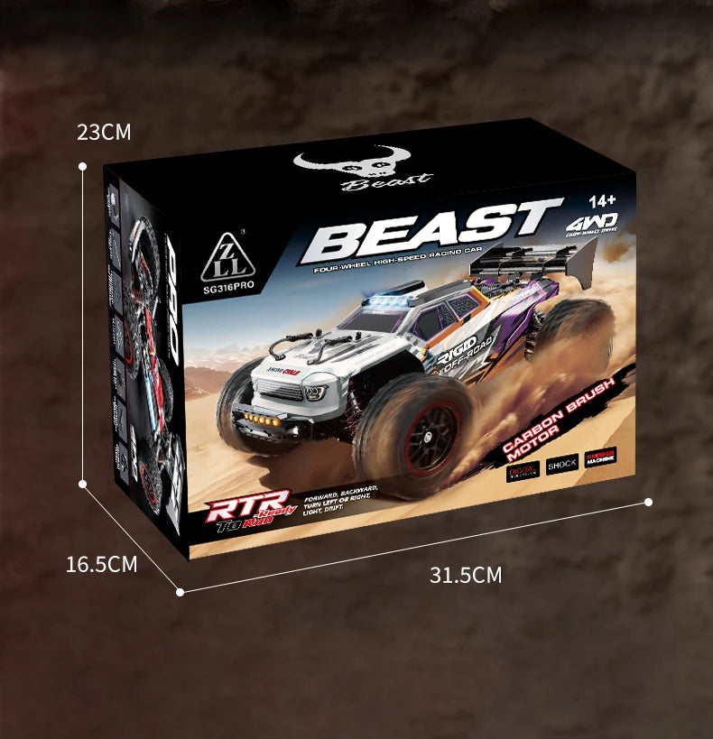 ZLL SG316 MAX 1:16 High Speed Drift Racing Car 80KM/H Brushless Motor 4WD RC Off Road Car Monster Trucks Toys for For Kids Gifts