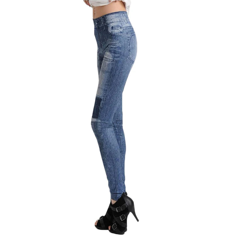Women Leggings Denim Jeans Pants With Pocket Slim Leggings Women Fitness Blue Black Leggins
