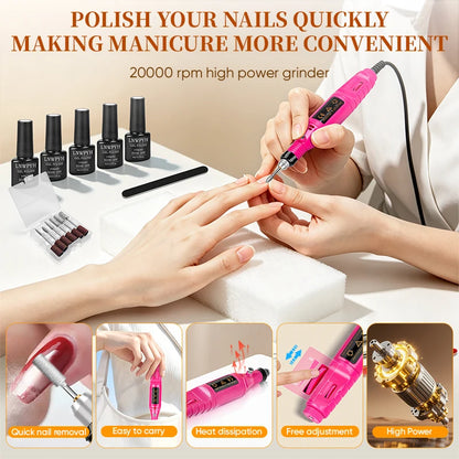 LNWPYH Gel Nail Polish Kit ,Manicure Tools Set  With Professional USB Electric Nail Drill Polish File And UV LED Nail Lamp Dryer