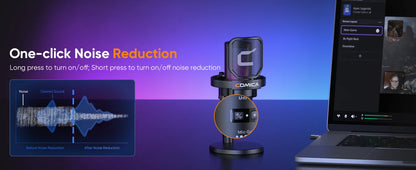 COMICA Ejoy UNI Wired USB Gaming Microphone with Noise Cancellation/RGB for PC Smartphone,Condenser Mic for Streaming Podcasting