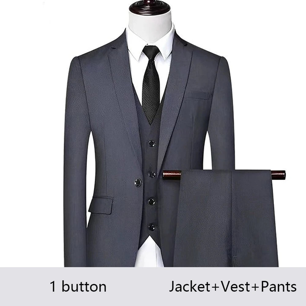 High Quality Men Suits For Wedding 2 Pieces 3 Sets Blazers Stretch Elegant Formal Jackets Vest Pants Full 2025 Tailored Costume