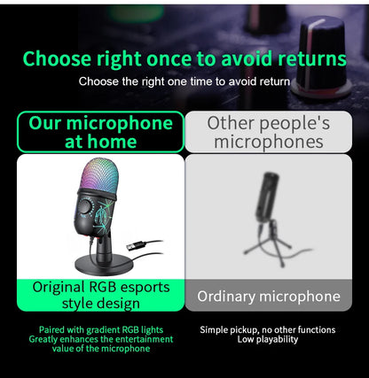 Basix USB-kondensatormikrofon med RGB och mute