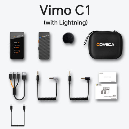 COMICA Vimo C 2.4G Wireless Lavalier Microphone with Charging Case,Lapel Mic for Camera Smartphone Podcast Interview Vlog
