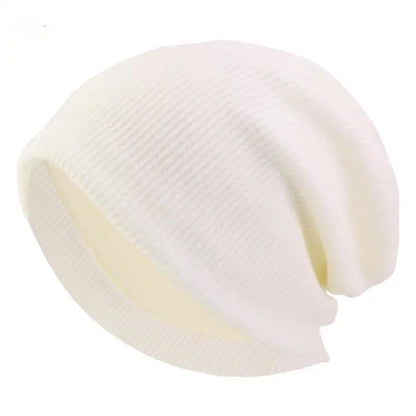 Autumn and winter fine yarn knitted double-layer thick warm bonnet skullies beanies