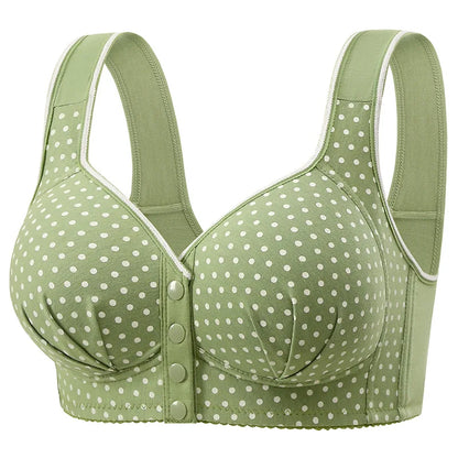 Women's One-piece Bra Fixed Cup Front Buckle Underwear Middle-aged Elderly Women Large-sized Bra Without Steel Rings Vest Bra