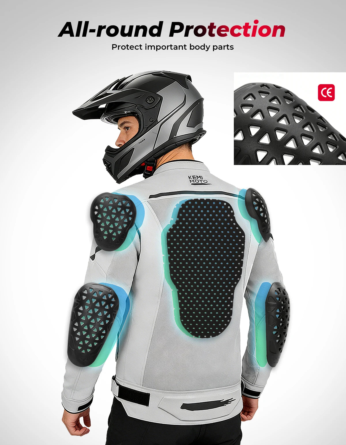 KEMIMOTO Men's Motorcycle Jacket Summer Soft Mesh  CE Certified Protector Gear Breathable Riding Cycling Outfit