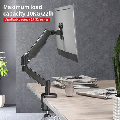Single Monitor Arm Desk Mount for 17" to 32" Screen, Maximum load capacity 10KG Full Motion Articulating, Clamp and Grommet Base