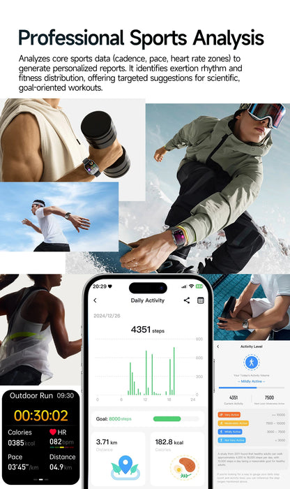 2026 ECG+PPG Daily Health Smart Watch Men Blood Fat Uric Acid Heart Rate Blood Oxygen Bluetooth Call Wellness Tracker Smartwatch