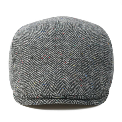FEINION Men's Herringbone Flat Ivy Newsboy Hat Wool Blend Gatsby Cabbie Cap Winter Outdoor Hunting Cap