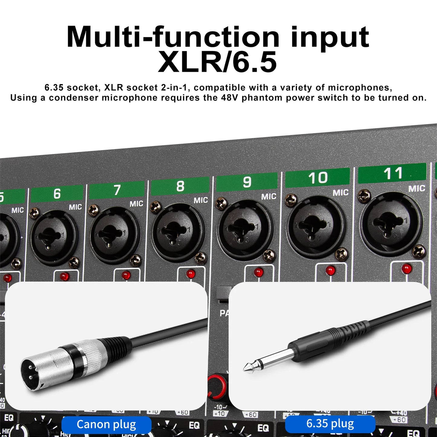 14 Channels Digital Professional Audio Console Mixer Depusheng TG14 Mixing DJ Console USB with 48V Phantom Power Built-in 99 Rev