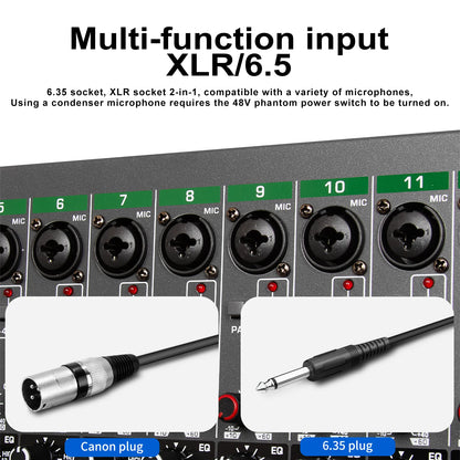 14 Channels Digital Professional Audio Console Mixer Depusheng TG14 Mixing DJ Console USB with 48V Phantom Power Built-in 99 Rev