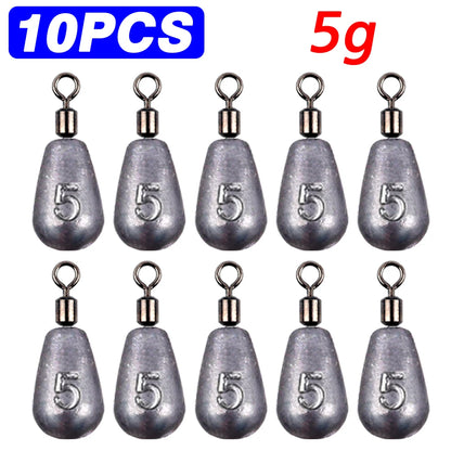 Fishing Weight 10PCS 3.5g 5g 7g 10g 14g 20g Tube Bullet Quick Rod Jig Head Casting Metal Tackle Kit Pesca Tool Plumb Pendant