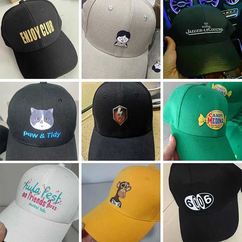 Anpassningsbar Bomullskeps Brodyr Tryck – 18 Färger 54–60cm Justerbar Unisex Hip Hop Snapback Volymrabatt Profilkläder Reklamkeps