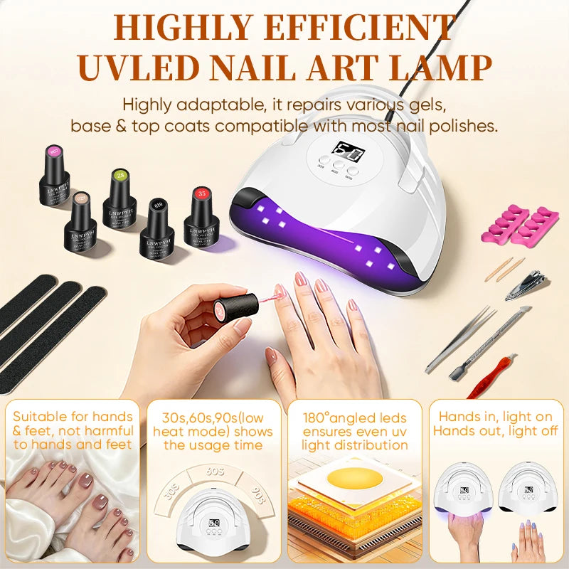 LNWPYH Gel Nail Polish Kit ,Manicure Tools Set  With Professional USB Electric Nail Drill Polish File And UV LED Nail Lamp Dryer