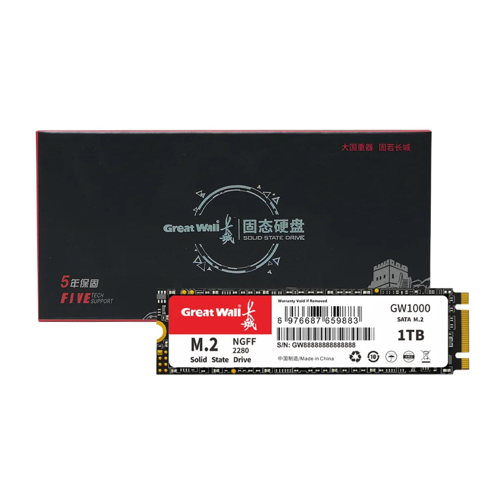 Great Wall M2 NGFF SSD 128GB 256GB SSD M.2 SATA 2280 1TB 512GB HDD 2TB Hard Disk Solid State Drives for Desktop Laptop