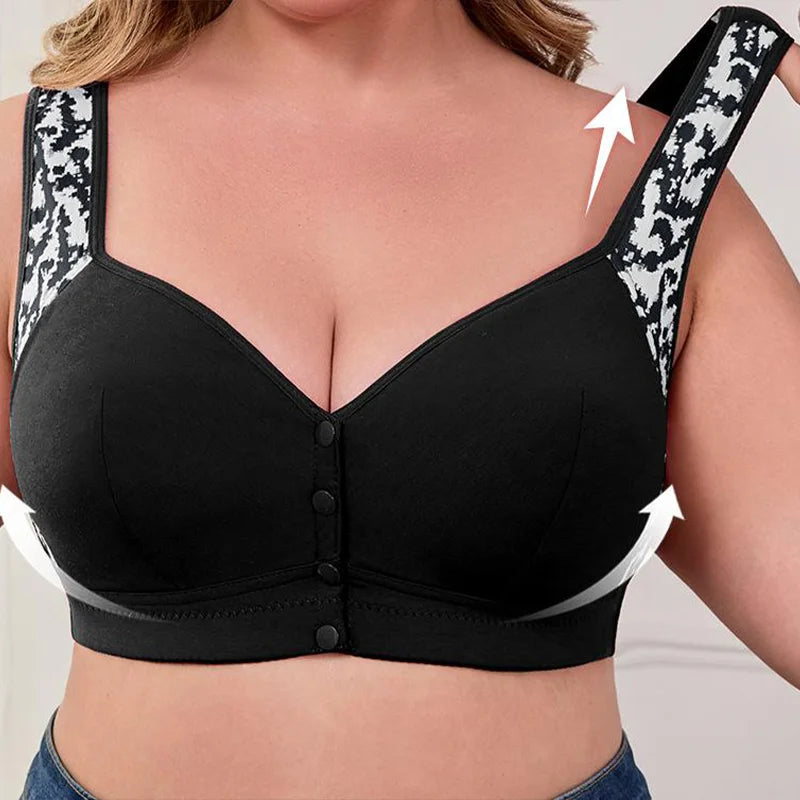 Plus Size Front Closure Wireless Comfort Bra - Seamless Full Coverage Easy on off Supportive E Cup Women's Bra 1XL-7XL