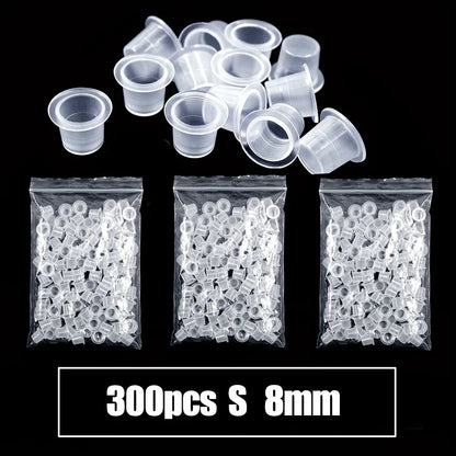 1000/100pcs Disposable Tattoo Ink Cups S/M/L Plastic Clear Holder Container Cap for Tattoo Pigment Permanent Makeup Accessories
