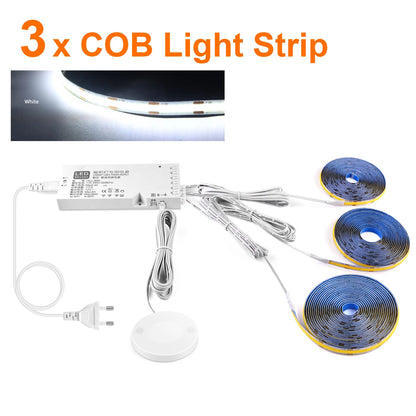 Smart Dimbar COB LED-list med Touchsensor – Varmvit/Neutralvit, 1–5m, Klippbar, Handsvep, EU/US-kontakt