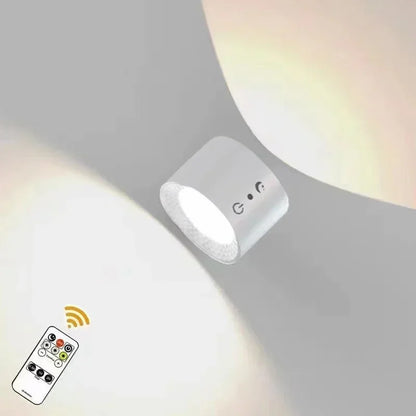 LED Dubbelhuvud Vägglampa – Touch, Fjärrkontroll, 360° Roterbar, USB-laddning, Trådlös