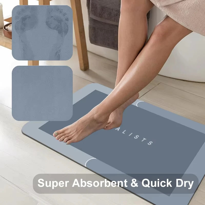 Diatomaceous Earth Bath Mat Ultra Absorbent Non Skid Rapid Drying Soft Floor Mat for Bathroom Shower Laundry Bedroom Kitchen RV
