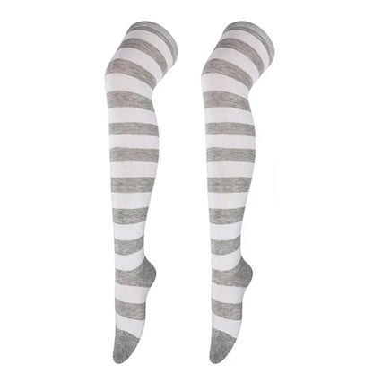 Dam Lolita Overknee Strumpor – Randiga Thigh High Cosplay, 25 Färgkombinationer One Size