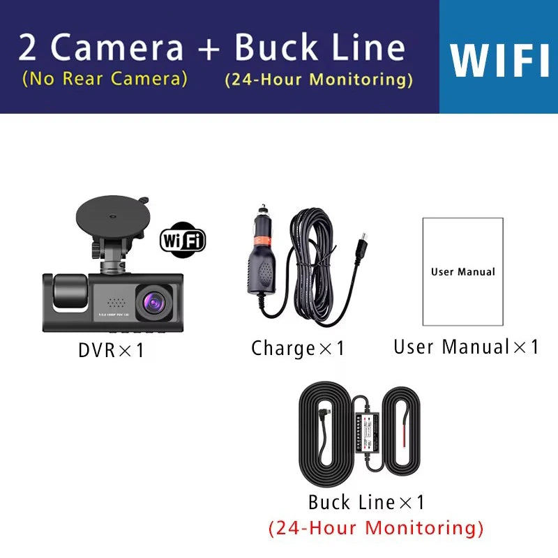 Wifi 3 Channel Dash Cam Three Way Car DVR Inside Vehicle Camera DVRs Recorder HD 1080P Video Mini Registrator Dashcam Camcord
